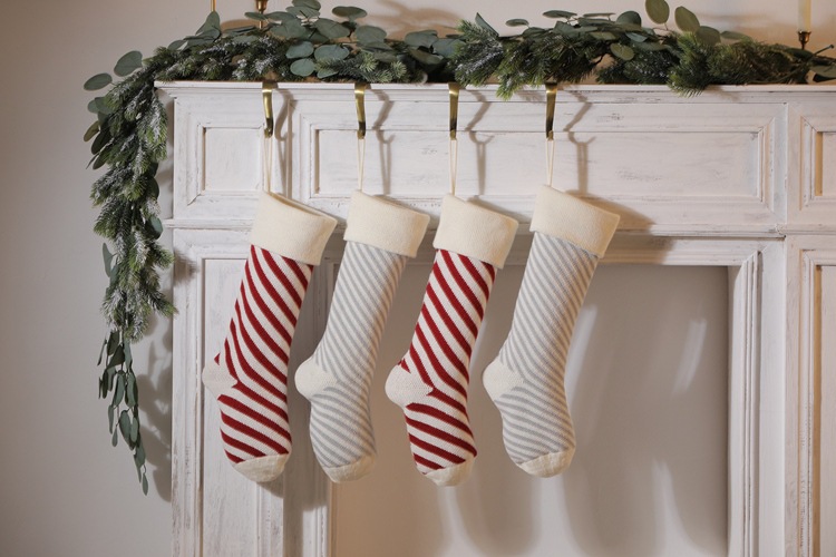 Striped Christmas Stockings Holiday Decorative Hanging Diagonal Stockings